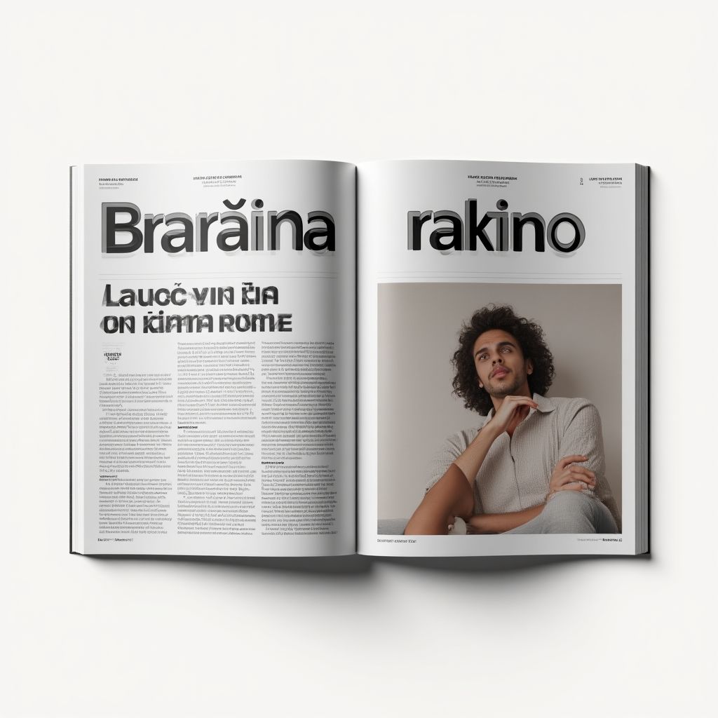 Layout de revista brasileira com design moderno